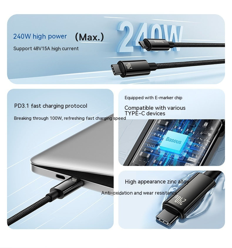 High-power Zinc Alloy Fast Charge PD Data Cable 240W High-power Zinc Alloy Fast Charge PD Data Cable 240W